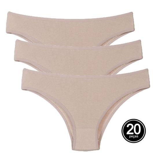 Imagem de Kit 20 Calcinhas Algodao Tanga Bege Conforto A10 - G