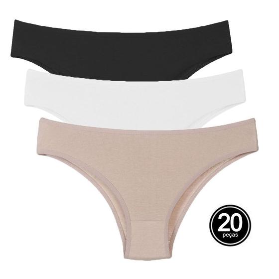 Imagem de Kit 20 Calcinhas Algodao Tanga Sortida Conforto A10