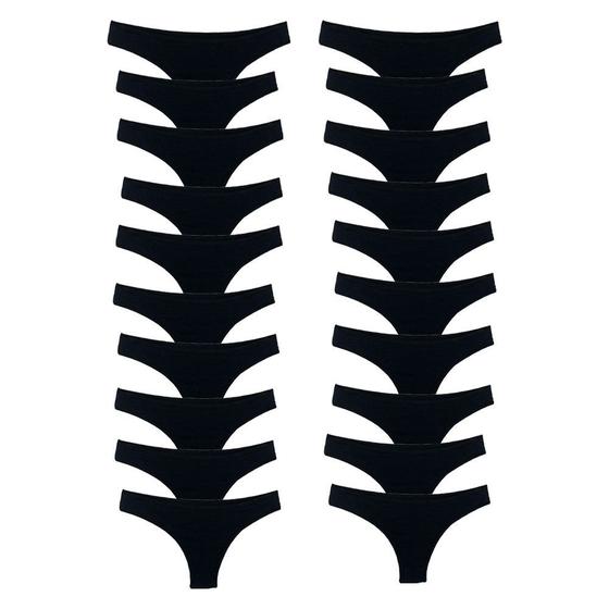 Imagem de Kit 20 Calcinhas Fio Dental Algodão Cotton Básica Lisa Lingerie