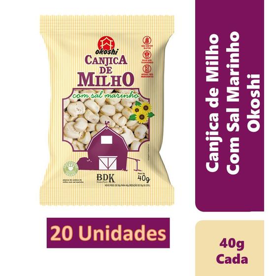 Imagem de Kit 20 Canjicas De Milho Com Sal Marinho Okoshi 40g Cada