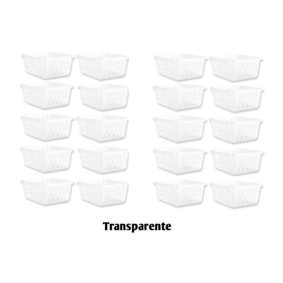 Imagem de Kit 20 Cesto Multiuso Organizador Médio 20x15x6 Transparente