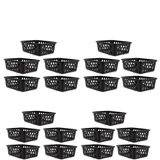 Imagem de Kit 20 Cestos Organizador 10 M E 10 Pequeno Preto