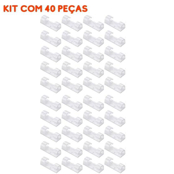 Imagem de Kit 20 Clips Organizador de Fios Cabos com Fixador Adesivo