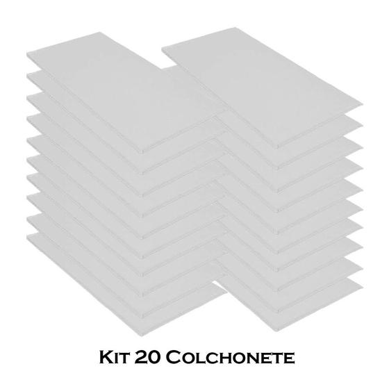 Imagem de Kit 20 Colchonete Slim 95x59cm Solteiro Para Ginástica Academia Escola material sintético Branco - Ahazzo Móveis