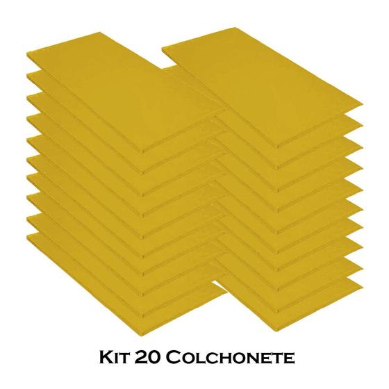 Imagem de Kit 20 Colchonete Slim 95x59cm Solteiro Para Ginástica Academia Escola Sintético Amarelo - Ahz Móveis