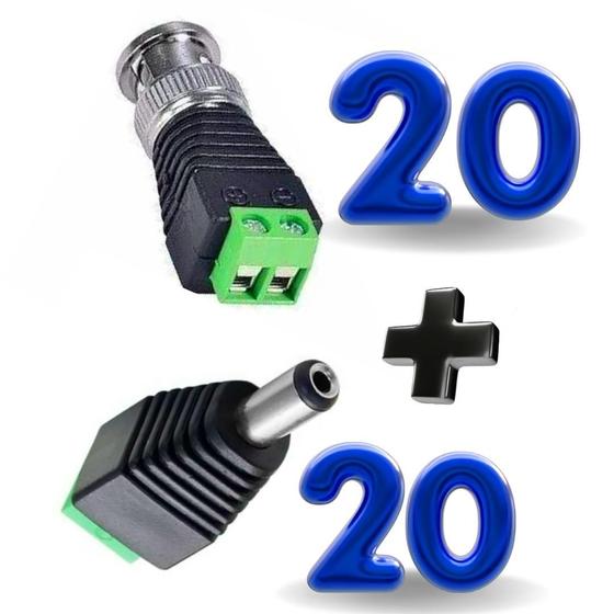 Imagem de Kit 20 Conectores Bnc Macho Com Borne + 20 Plug P4 Macho