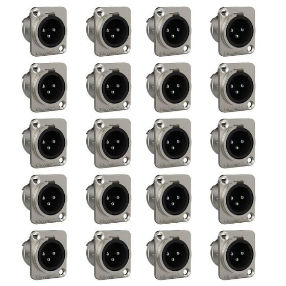 Imagem de Kit 20 Conectores Plug Wireconex XLR WC1033 Macho 3 Polos