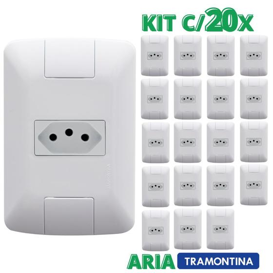 Kit 20 conjunto Tomada 10a/250v Tramontina aria Menor preço em Kit 20 conjunto Tomada 10a/250v Tramontina aria