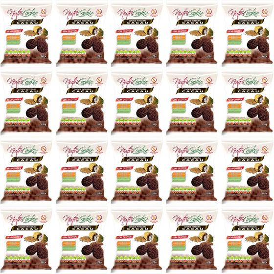 Imagem de Kit 20 Cookie Integral Cacau Sem Glúten Nutripleno 120g