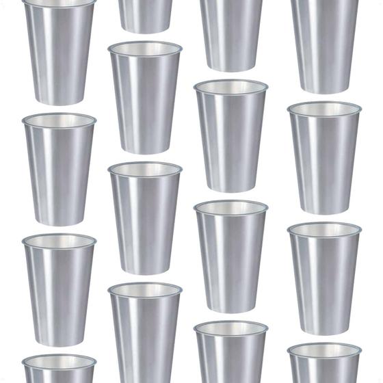 Imagem de Kit 20 Copos 500 ML Label Inox 14x8,5cm Leve Multiuso