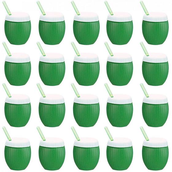 Kit 20 Copos Formato de Coco Verde com Canudo 300 Ml Cacula Injetemp Menor preço em Kit 20 Copos Formato de Coco Verde com Canudo 300 Ml Cacula Injetemp