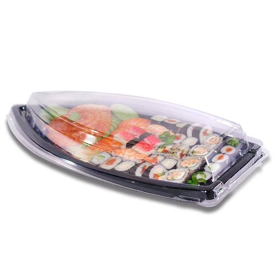 Imagem de Kit 20 Embalagem Delivery Completa Barca Temaki Atacado
