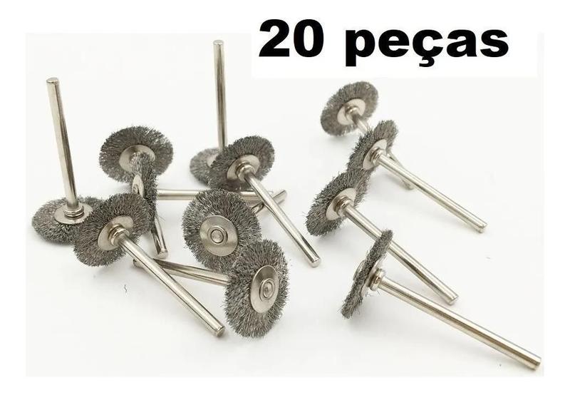 Imagem de Kit 20 Escovas De Aço Circular Disco Micro Retifica Dremel