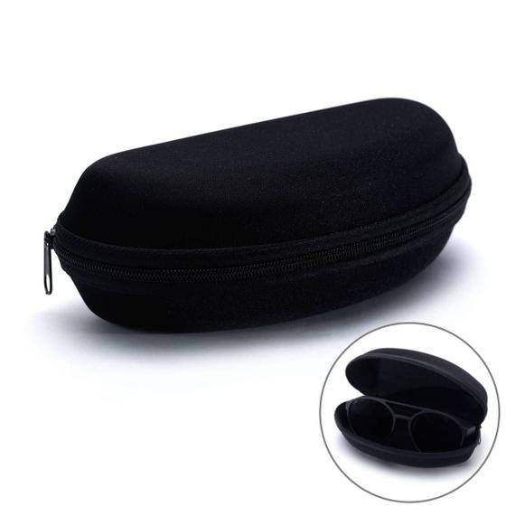 Imagem de Kit 20 Estojo Óculos De Sol C/ Zíper Case Preto Curvado