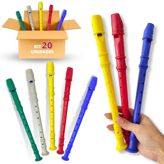 Imagem de Kit 20 Flauta Doce Infantil Instrumento De Brinquedo Atacado F114