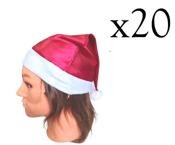 Imagem de Kit 20 Gorros Papai Noel Touca Em Cetim Natal Fantasia