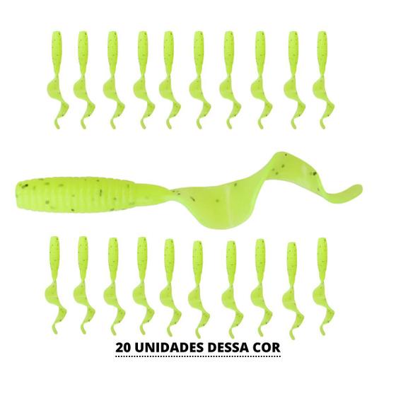 Imagem de Kit 20 Grub Silicone Soft Isca Artificial Com Cheiro 5,5cm Várias Cores Para Pesca Traíra Black Bass Tucunaré