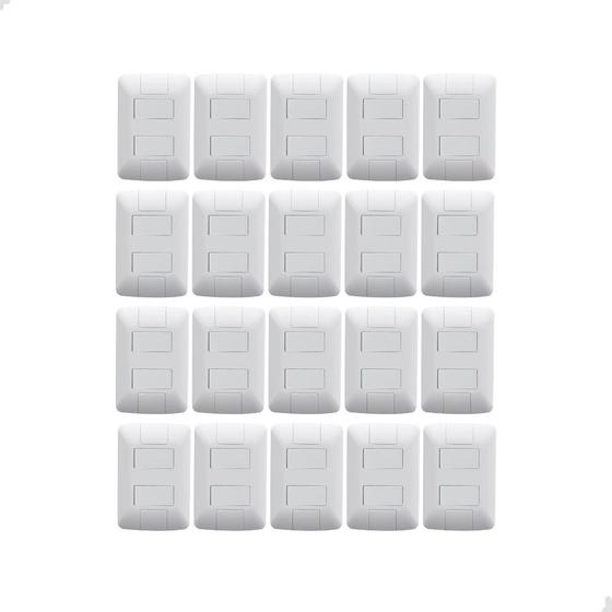 Imagem de Kit 20 Interruptor Duplo 4X2 Embutir Branco Aria Tramontina
