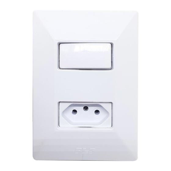 Imagem de Kit 20 Interruptor Simples 1 Tecla + Tomada 20A 2p+t Com Espelho Linha Dubai Branco 127v e 250v Bivolt