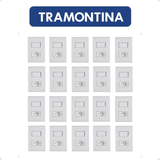 Imagem de Kit 20 Interruptor + Tomada 10A 4X2 Embutir Liz Tramontina