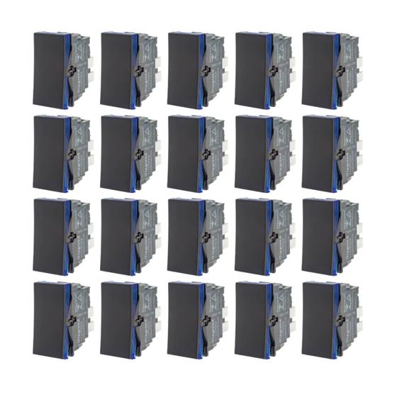 Imagem de Kit 20 Interruptores Pulsador Minuteria Automação 2A Preto Legrand PIAL Plus+