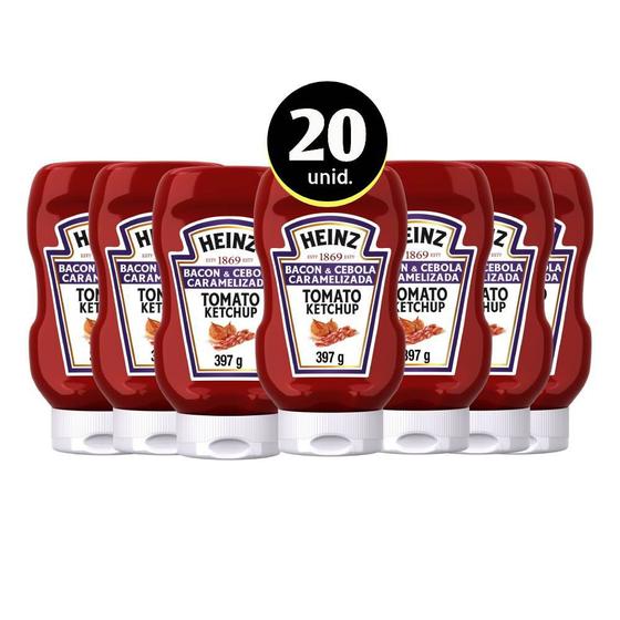 Kit 20 Ketchups Heinz Bacon & Cebola Caramelizada 397g Ketchup