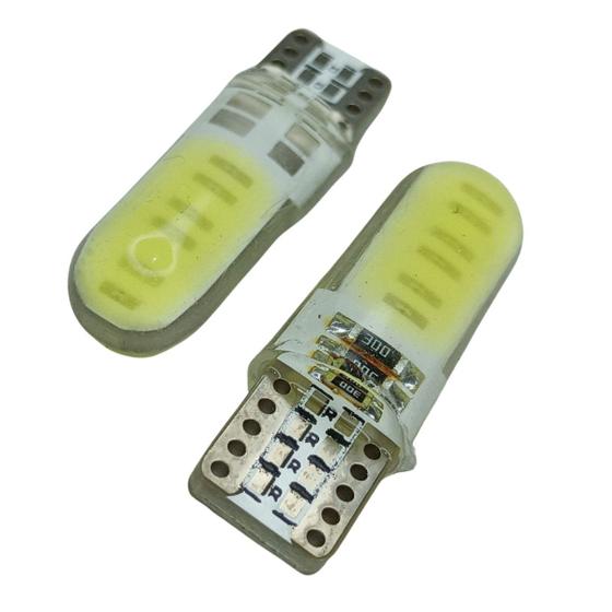 Imagem de Kit 20 Lâmpada pingo T10 Siliconada Cob Led Branca luz