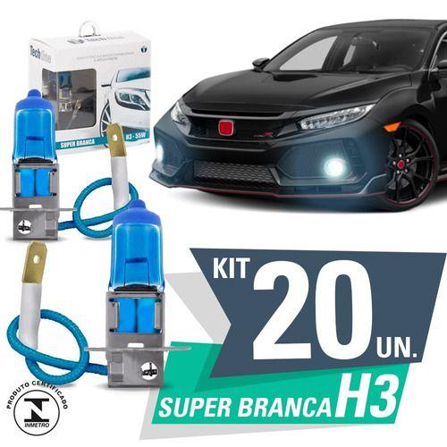 Imagem de Kit 20 lampada super branca h3 55w