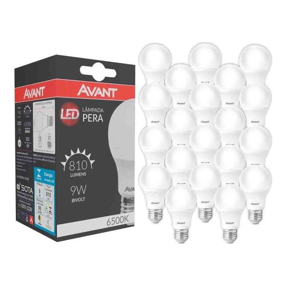 Imagem de Kit 20 Lâmpadas Led Avant 9W 6500K Bivolt - Branco Frio