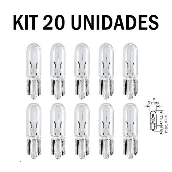 Imagem de Kit 20 Lâmpadas T5 Pinguinho 1.2w 12v Halógena Original Painel Carro Moto Pinguinho Universal