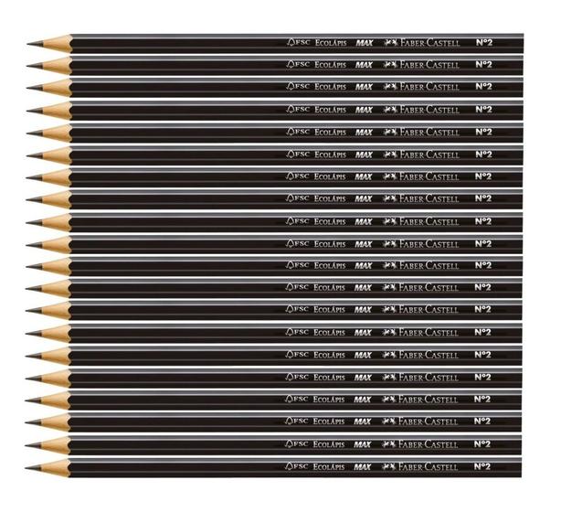 Imagem de Kit 20 Lápis Preto Grafite Nº2 HB Max Sextavado 1205 Faber Castell