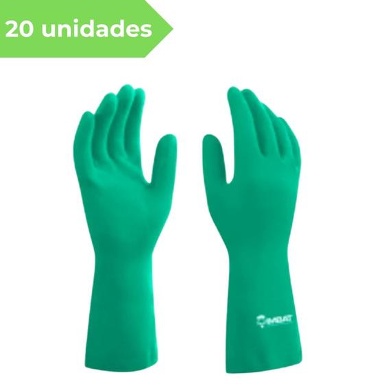 Imagem de Kit 20 Luva Latex com Forro para Limpeza Proteção Segurança EPI Imbat