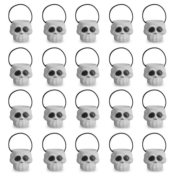 Imagem de Kit 20 Mini Balde Cranio Caveira Esqueleto Decorar Halloween