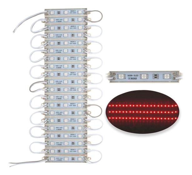 Imagem de Kit 20 Módulo Led 3 Led Vermelho 5050 12v 0,72w Resinado