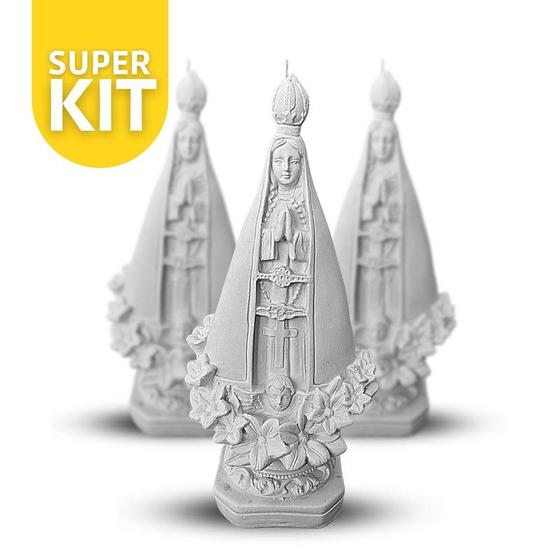 Imagem de Kit 20 Nossa Senhora Flor Gesso Cru 23cm Atacado Revenda