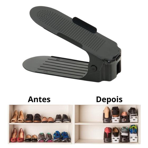 Imagem de Kit 20 Organizador de Sapatos Saltos Tênis com Altura Regulavel Preto