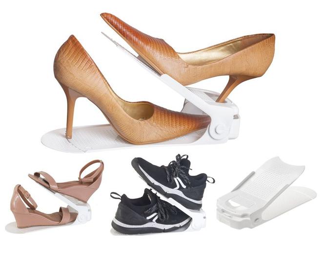 Imagem de Kit 20 Organizadores de sapato com furo: sapato, saltos e tênis com regulagem de altura - Diversas Cores