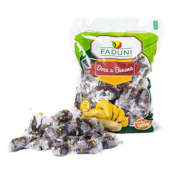 Imagem de Kit 20 Pacotes 900g Bananada Cristalizada Faduni C/açúcar