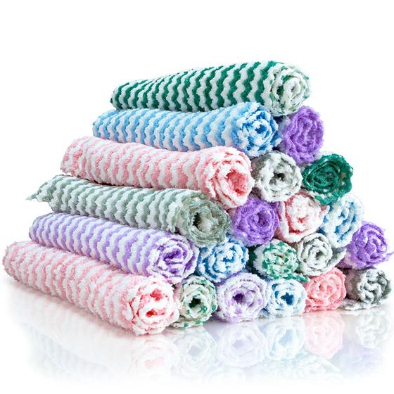 Imagem de Kit 20 Pano De Prato Atoalhado Macio Cozinha Nao Risca 25x25