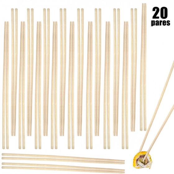 Imagem de Kit 20 Pares de Hashi Simples Descartavel em Bambu  Rio Tijucas 