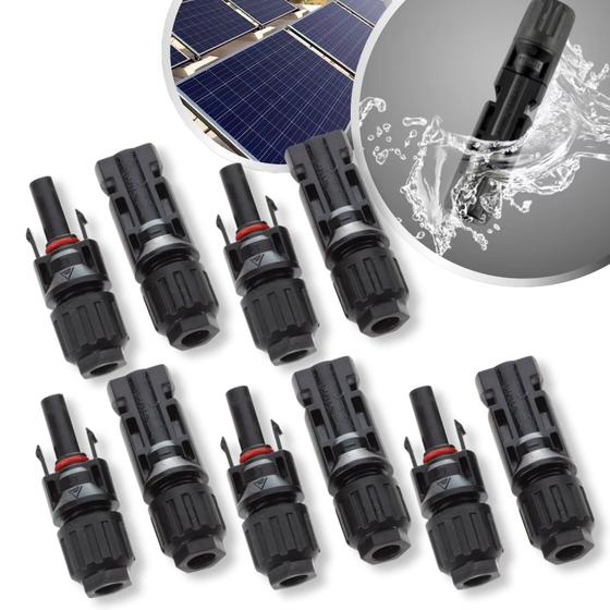 Imagem de Kit 20 Pares de Plug Terminal Conector MC4 Cabo Painel Energia Solar Placa Fotovoltaica Instalação de Módulo Inversor Macho e Fêmea