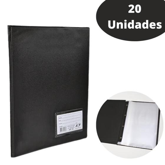 Imagem de Kit 20 Pastas Catalogo Com 10 Envelopes Plásticos Acp