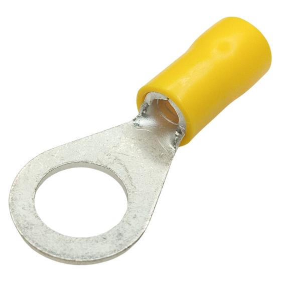 Imagem de Kit 20 Peças Conector Elétrico Olhal Anel Argola Pré Isolado Amarelo Pvc Cabos 4mm a 6mm M8 Fio Terra Energia