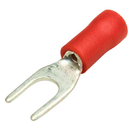 Imagem de Kit 20 Peças Conector Terminais Forquilha Garfo Pré Isolado Elétrico Vermelho 0,5mm a 1,5mm M4
