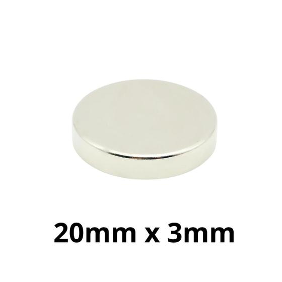 Kit 20 Peças Imã Neodímio Disco Magnético N35 20x 3 mm Super Forte Potente Redondo - All Tech Imagem de Kit 20 Peças Imã Neodímio Disco Magnético N35 20x 3 mm Super Forte Potente Redondo