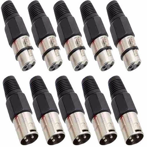 Kit 20 Plugs Conector Xlr Canon Macho Fêmea Microfone Iluminação Dmx - Cor Preto Menor preço em Kit 20 Plugs Conector Xlr Canon Macho Fêmea Microfone Iluminação Dmx - Cor Preto