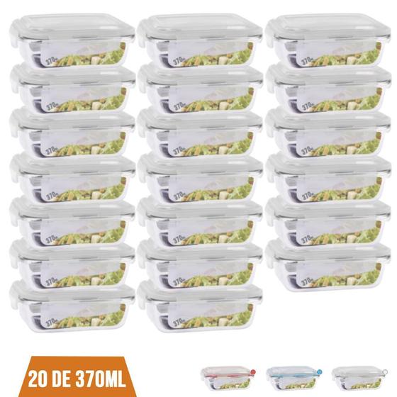 Kit 20 Pote 370ml Retangular Hermética Vidro Marmita Fitness Menor preço em Kit 20 Pote 370ml Retangular Hermética Vidro Marmita Fitness
