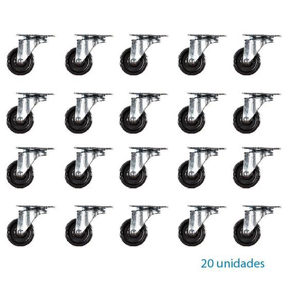 Kit 20 Rodizio Giratório em Plastico de Engenharia 32mm Sem Trava Menor preço em Kit 20 Rodizio Giratório em Plastico de Engenharia 32mm Sem Trava