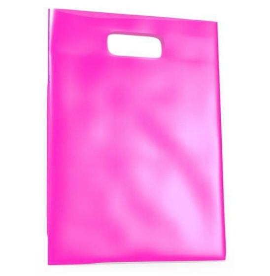 Imagem de Kit 20 Sacolas Plástica Rosa 20X30Cm Com Alça Resistente