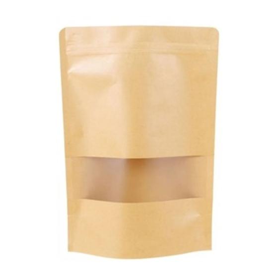 Imagem de Kit 20 Sacos Kraft C/ Zip Lock Visor Stand Up Pouch 15x22cm